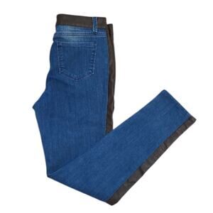Ecru Women’s Jeans Size 28 Blue Faux Leather Trim Skinny Mid Rise Stretch Denim